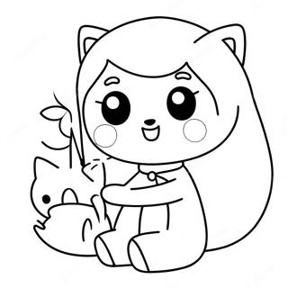 Kawaii Girl With Cute Cat Coloring Page 2281-1866