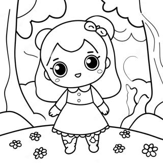 Kawaii Girl In A Magical Forest Coloring Page 2282-1869