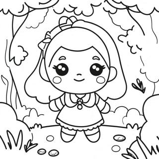 Kawaii Girl In A Magical Forest Coloring Page 2282-1870