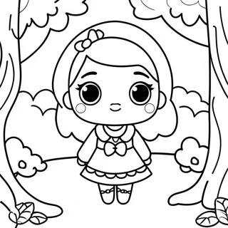 Kawaii Girl In A Magical Forest Coloring Page 2282-1871