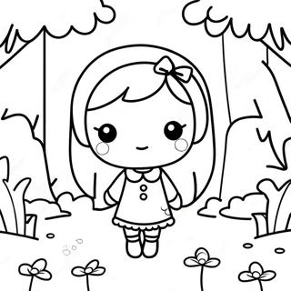 Kawaii Girl In A Magical Forest Coloring Page 2282-1872