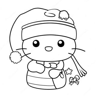 Festive Hello Kitty With Santa Hat Coloring Page 23762-19091