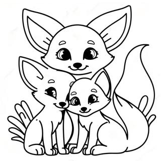 Cute Fennec Fox Family Coloring Page 24092-19355