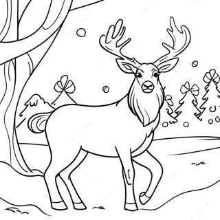 Realistic Reindeer In Winter Wonderland Coloring Page 241-193