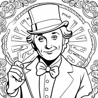 Charming Willy Wonka With Golden Ticket Coloring Page 2452-2012