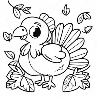 Adorable Turkey With Fall Leaves Coloring Page 24742-19873