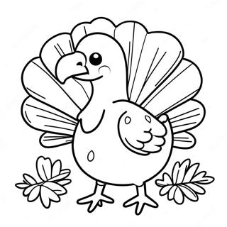 Adorable Turkey With Fall Leaves Coloring Page 24742-19874