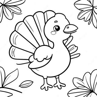 Adorable Turkey With Fall Leaves Coloring Page 24742-19875