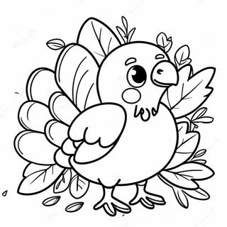 Adorable Turkey With Fall Leaves Coloring Page 24742-19876