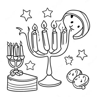 Joyful Hanukkah Scene Coloring Page 262-213