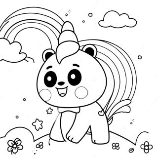 Cute Unicorn Panda With Rainbow Coloring Page 26394-21190