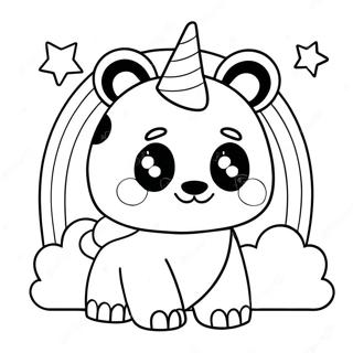 Cute Unicorn Panda With Rainbow Coloring Page 26394-21192