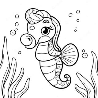 Cute Seahorse Swimming Coloring Page 2687-2187