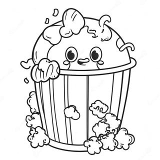 Cute Cartoon Popcorn Bucket Coloring Page 2727-2218