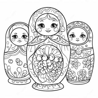 Traditional Russian Matryoshka Dolls Coloring Page 27554-22098