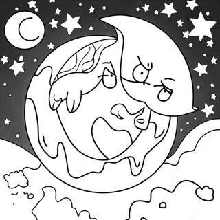 Luna And Earth In The Night Sky Coloring Page 28274-22661