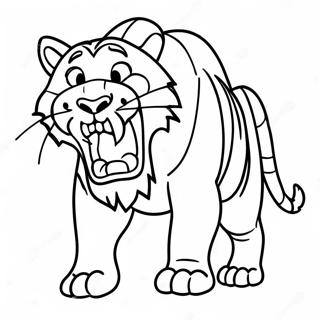 Playful Saber Tooth Tiger Coloring Page 28324-22703