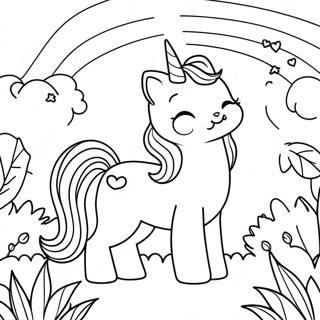 Magical Unicorn Kitty In A Rainbow Forest Coloring Page 2847-2321