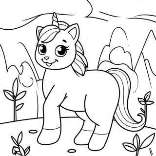 Magical Unicorn Kitty In A Rainbow Forest Coloring Page 2847-2323