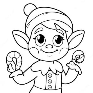 Playful Elf With Candy Cane Coloring Page 28564-22891