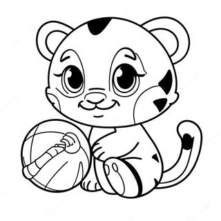 Cute Baby Tiger Playing With A Ball Coloring Page 29254-23437