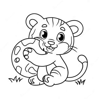 Cute Baby Tiger Playing With A Ball Coloring Page 29254-23438