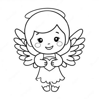 Cute Little Angel With Heart Coloring Page 29844-23911