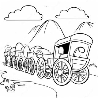 Pioneer Wagon Train Journey Coloring Page 30534-24453
