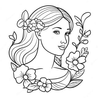 Elegant Aphrodite With Flowers Coloring Page 32464-25998