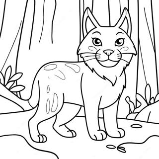 Playful Lynx In The Forest Coloring Page 32564-26070