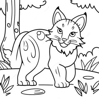 Playful Lynx In The Forest Coloring Page 32564-26071