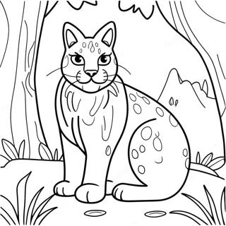 Playful Lynx In The Forest Coloring Page 32564-26072