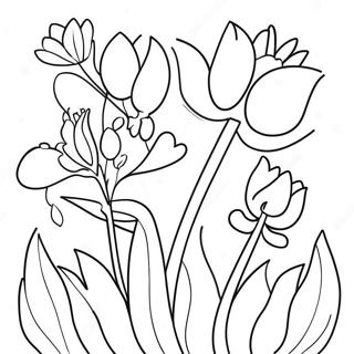 Spring Flowers Coloring Page 3306-2683