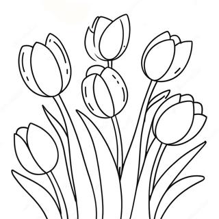 Colorful Tulips In Bloom Coloring Page 3307-2688