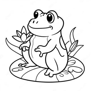 Cute Toad Sitting On A Lily Pad Coloring Page 332-285