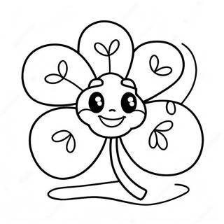 Cute Shamrock With Smiling Face Coloring Page 3397-2754