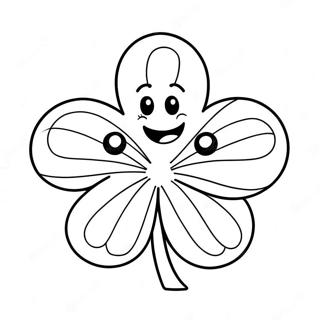 Cute Shamrock With Smiling Face Coloring Page 3397-2756