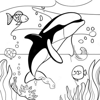 Orca Swimming In The Ocean Coloring Page 3416-2771