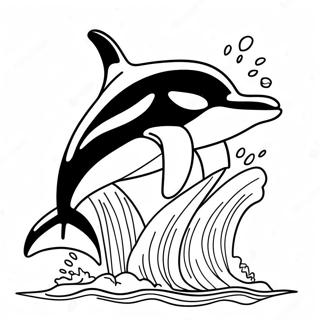 Playful Orca Jumping Out Of Water Coloring Page 3417-2774