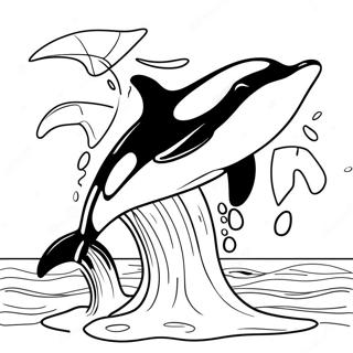 Playful Orca Jumping Out Of Water Coloring Page 3417-2776