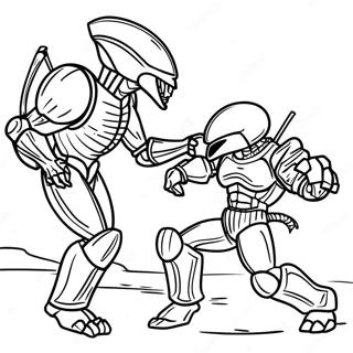Alien Vs Predator Battle Scene Coloring Page 34793-27844