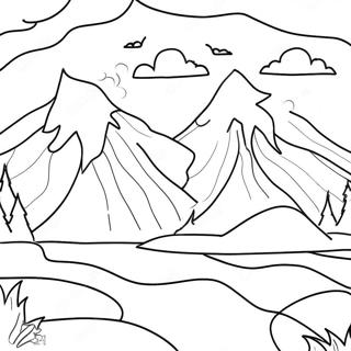 Colorful Northern Lights Over Mountains Coloring Page 35824-28671