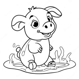 Adorable Piglet Playing In The Mud Coloring Page 38194-30557