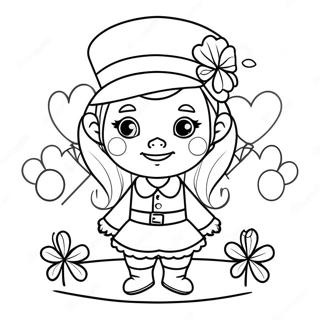 Cute Girl Leprechaun With Shamrocks Coloring Page 38604-30878