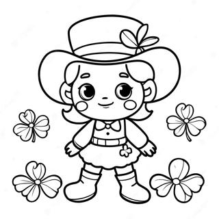 Cute Girl Leprechaun With Shamrocks Coloring Page 38604-30880