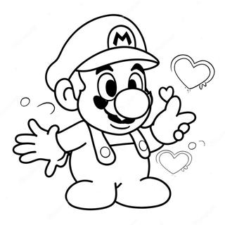 Mario Valentines Coloring Pages