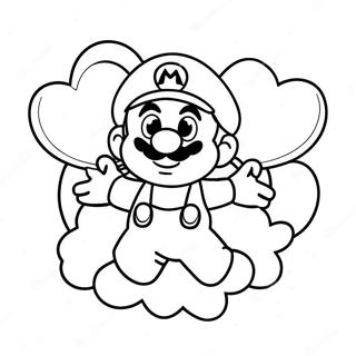 Cute Mario With Heart Balloons Coloring Page 39184-31335