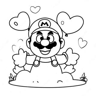 Cute Mario With Heart Balloons Coloring Page 39184-31336