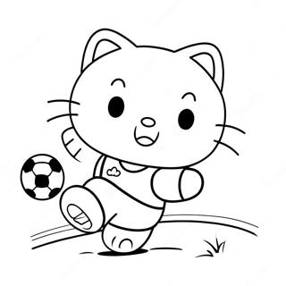 Cute Hello Kitty Kicking A Soccer Ball Coloring Page 39924-31909