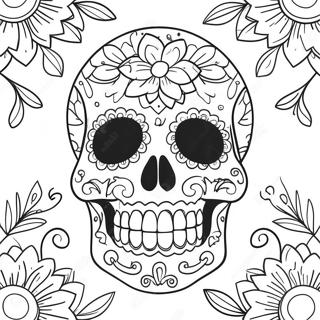 Colorful Calavera With Flowers Coloring Page 402-341